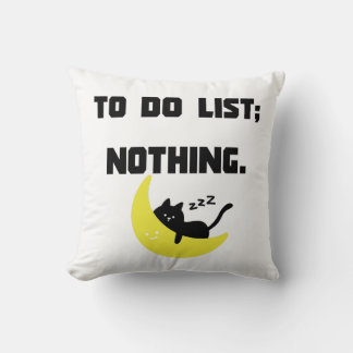 Cojín Decorativo "TO DO LIST: NOTHING" Throw Pillow - Cute Lazy Cat