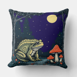 Cojín Decorativo Toad Foraging Toadstools In A Moonlit Woodland 