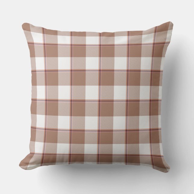 Cojín Decorativo Toast Brown and Athens Gray Plaid (Anverso)