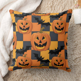 Cojín Decorativo Tocante calabaza de Halloween y patrón de murciéla