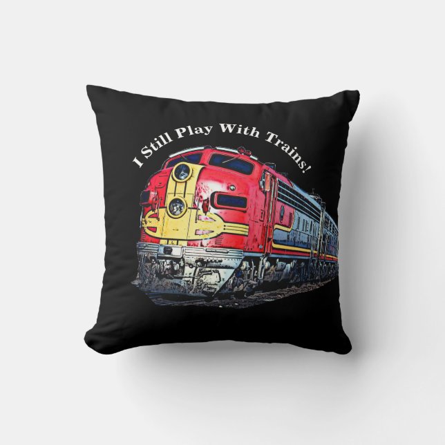 Cojín Decorativo Todavía juego con la locomotora de trenes diesel (Anverso)
