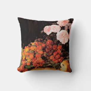 Cojín Decorativo Todavía la vida con Rosas, fresas y pan