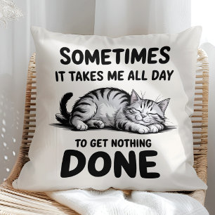 Cojín Decorativo "Todo el Día Sin Hacer Nada" Gato Perezoso Diverti
