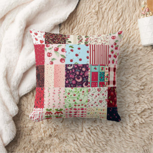 Cojín Decorativo Todo el patrón de quilt de cerezo rojo 2025
