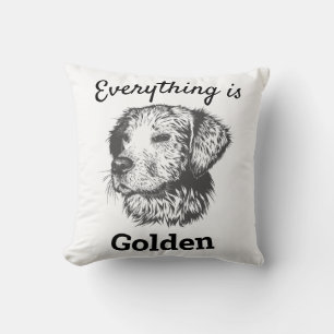 Cojín Decorativo "todo es oro" perro recuperador de oro
