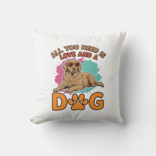 Cojín Decorativo Todo lo que necesitas es amor y un perro vintage a