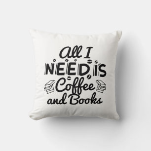 Cojín Decorativo Todo Lo Que Necesito Es Café Y Libros