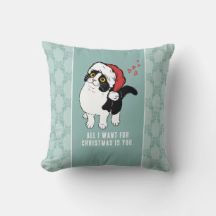 Cojín Decorativo Todo lo que Quiero para Navidad Gato