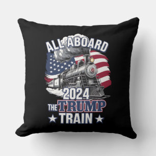 Cojín Decorativo Todos a bordo del tren de Trump Trump 2024 Patriót