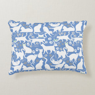 Cojín Decorativo Todos los patrones de gatos.w.bx4 L Blue BG
