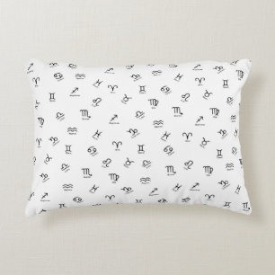 Cojín Decorativo Todos los signos del zodiaco negros sobre fondo bl
