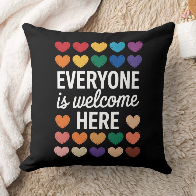 Cojín Decorativo Todos son bienvenidos aquí LGBTQ (Manta)
