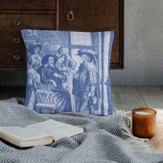 Cojín Decorativo Toile azul renacentista el hijo pródigo
