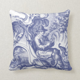Cojín Decorativo Toile barroco francés azul elegante