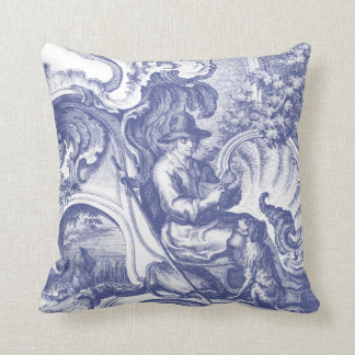 Cojín Decorativo Toile barroco francés azul elegante
