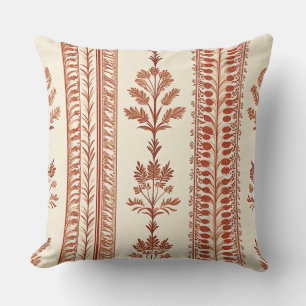 Cojín Decorativo Toile Botánico de Terracota Vintage sobre Crema