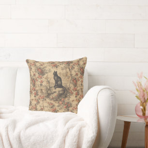 Cojín Decorativo Toile Chinoiserie de Gato Rojo Damasco