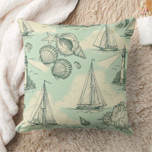 Cojín Decorativo Toile costero con faros, veleros