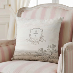 Cojín Decorativo Toile de Boda Personalizada Estilo Francés Campest