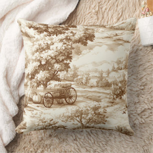 Cojín Decorativo Toile de Campo de Calabaza Vintage (7)