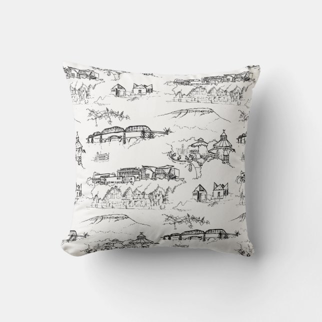 Cojín Decorativo Toile de Chattanooga Blanco y negro (Anverso)