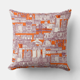 Cojín Decorativo toile de Filadelfia naranja caliente clarete