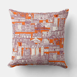 Cojín Decorativo toile de Filadelfia naranja caliente clarete