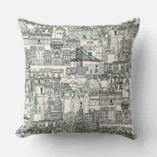 Cojín Decorativo toile de Filadelfia perla negro