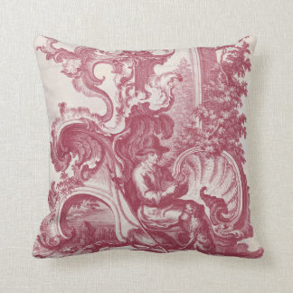 Cojín Decorativo Toile de grabado antiguo rojo francés lamentable