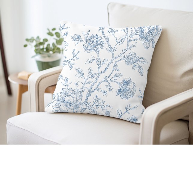 Cojín Decorativo Toile de Jouy Blue Floral (Subido por el creador)