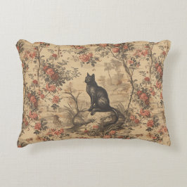Cojín Decorativo Toile de Jouy Chinoiserie Gato Damasco Rojo