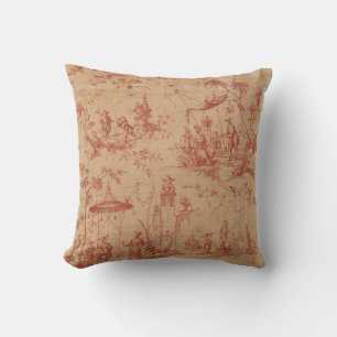 Cojín Decorativo Toile de jouy Floral Vintage Pastoral Cu