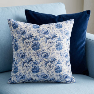 Cojín Decorativo Toile de Jouy. Toile francesa. Azul. Elegante.