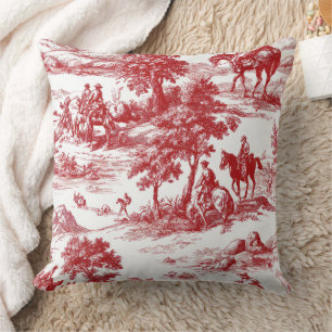 Cojín Decorativo Toile de Naturaleza Rojo Romántico Pastoral