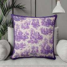 Toile Floral Monograma Francés Vintage Púrpura
