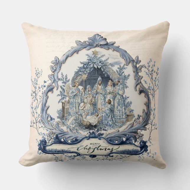 Cojín Decorativo Toile francés | Chinoiserie Natividad (Anverso)