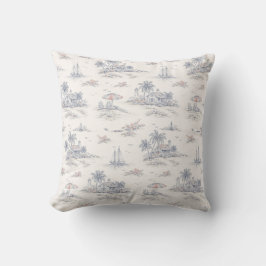 Cojín Decorativo Toile Francés Costero Azul