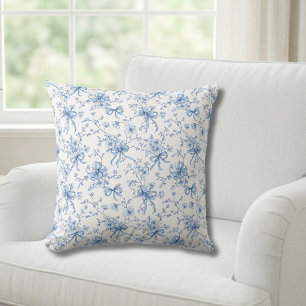 Cojín Decorativo Toile Francés Floral Azul