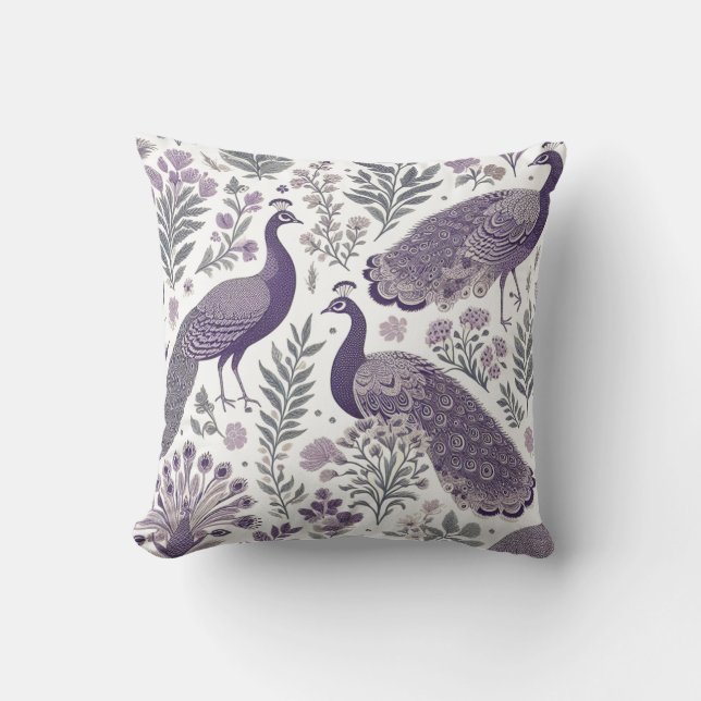 Cojín Decorativo Toile Purple Peacock (Anverso)