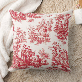 Cojín Decorativo Toile Rojo Francés Country