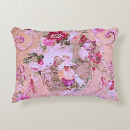 Cojín Decorativo Toile victoriano antiguo Rococo estilo Floral Rosa