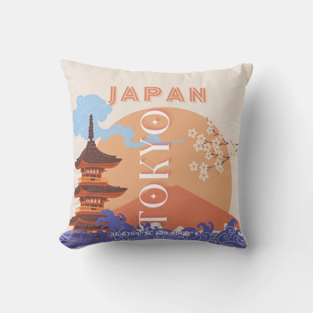 Cojín Decorativo Tokyo Japan Travel Art (Anverso)