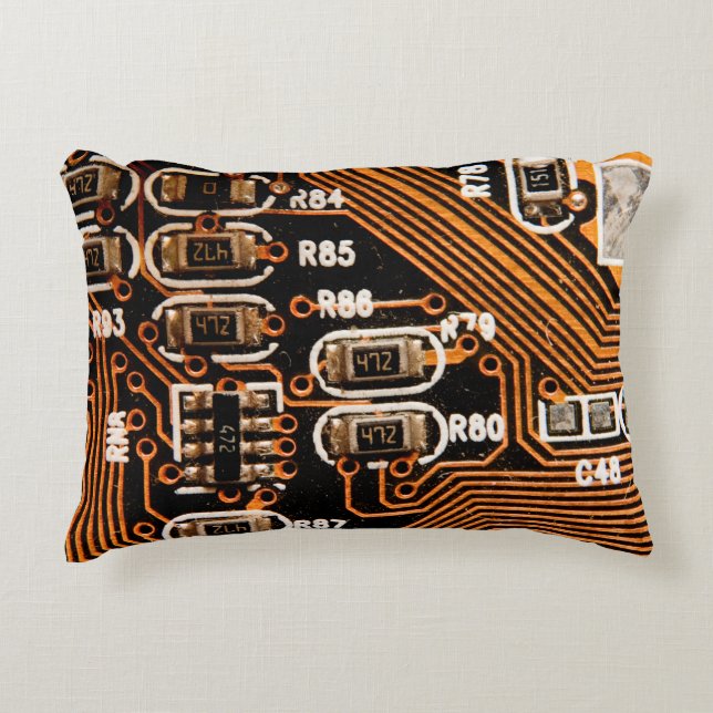 Cojín Decorativo toma macro del tablero de circuitos, cables, conde (Anverso)