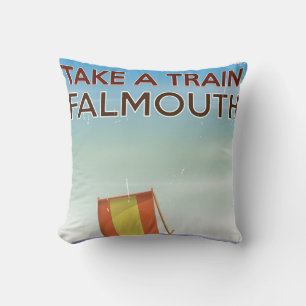 Cojín Decorativo Tome un tren Falmouth Cornwall cartel de vacacione