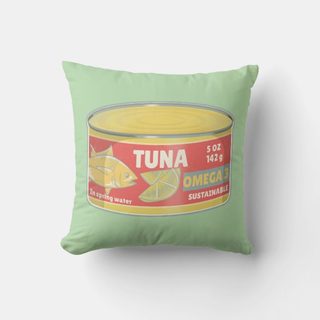 Cojín Decorativo Tonelada de retro de pescado en lata de atún (Anverso)