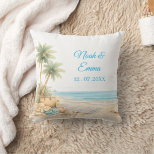 Cojín Decorativo Tono de Playa Suave Libro de Invitados Personaliza