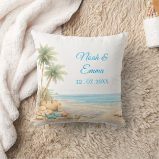 Cojín Decorativo Tono de Playa Suave Libro de Invitados Personaliza