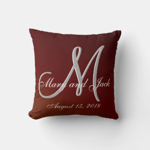 Cojín Decorativo Tono de tierra 3d Monograma Rojo