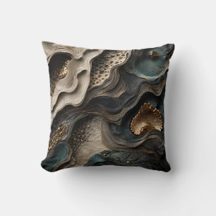 Cojín Decorativo Tono de Tierra Abstracto y Malhumorado con Piedra