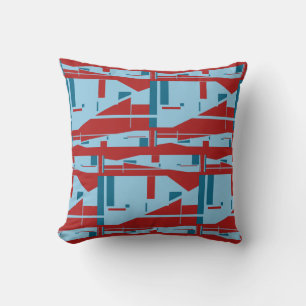Cojín Decorativo Tonos azules en los grandes mosaicos de color rojo